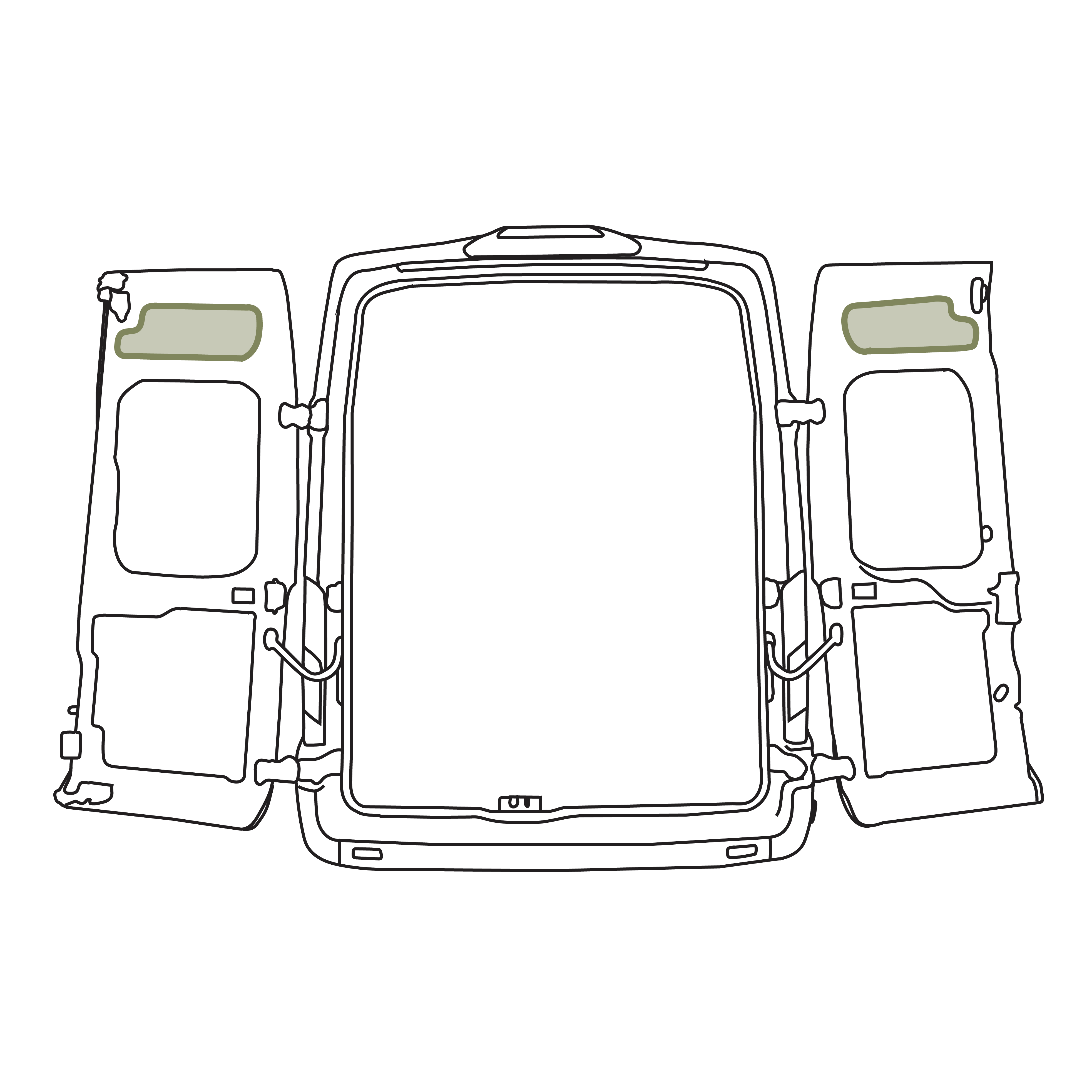 Ford Transit Upper Rear Door Storage Panels (Pair)