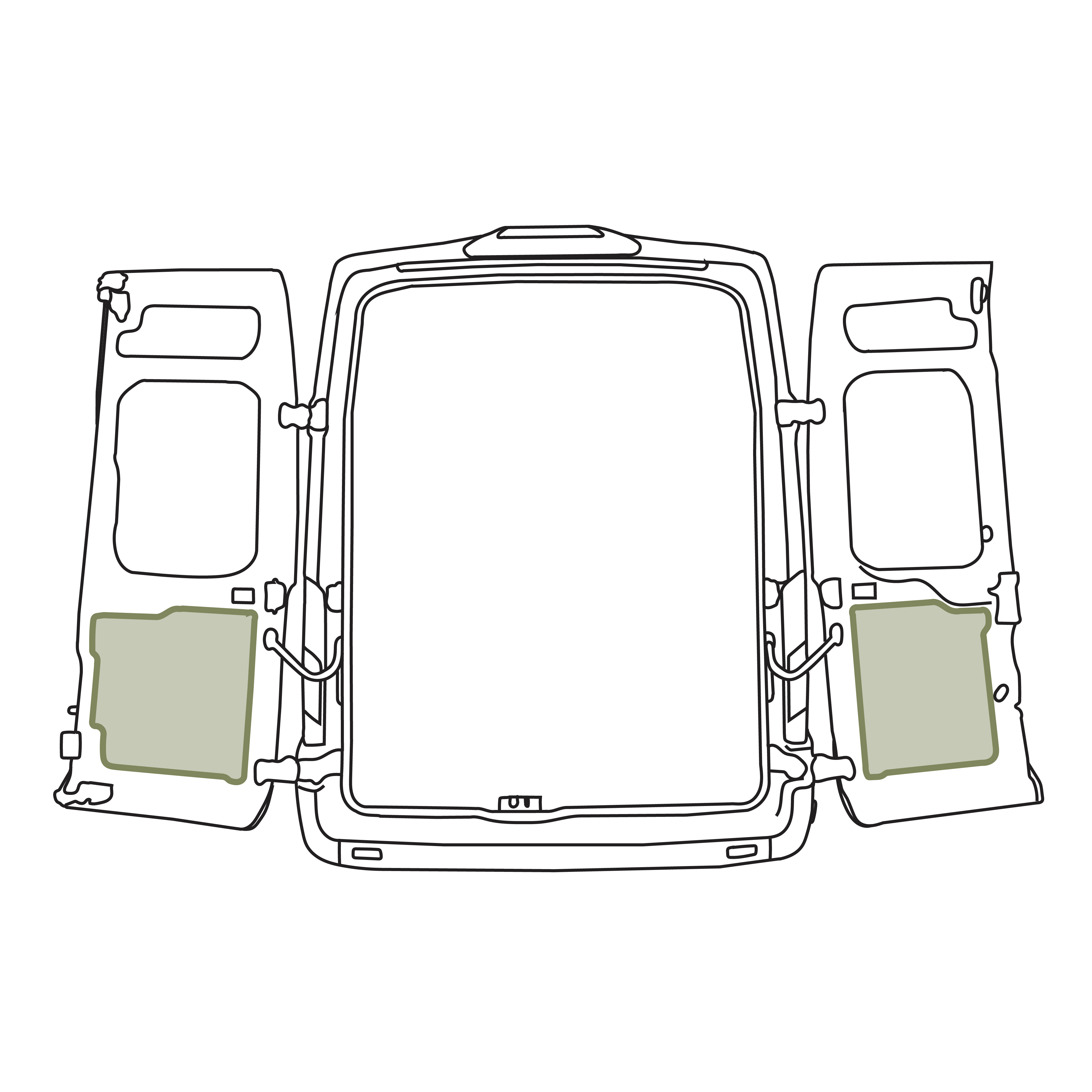 Ford Transit Lower Rear Door Storage Panels (Pair)