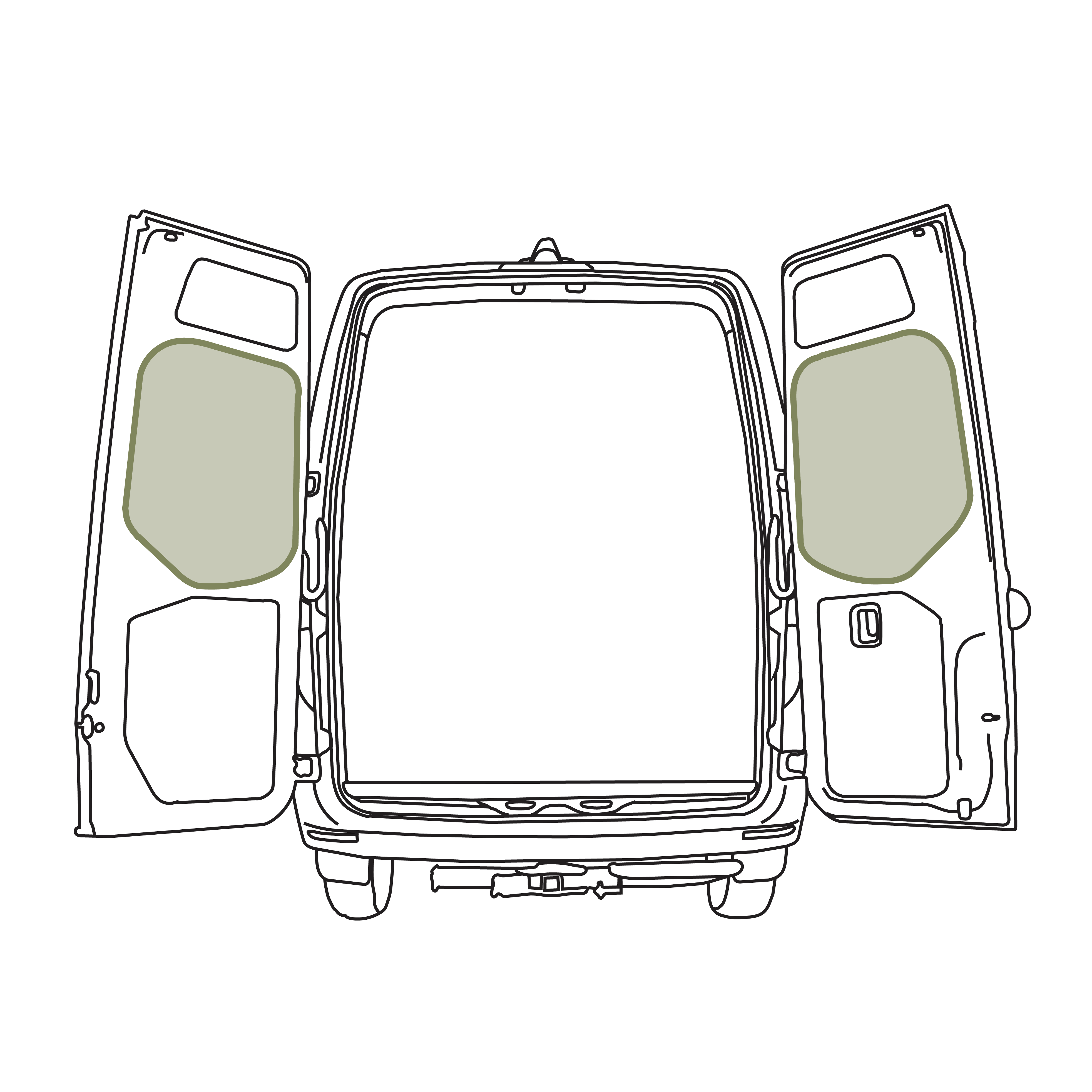 Mercedes Sprinter VS30 (2019 - Current) Middle Rear Door Storage Panels (Pair)