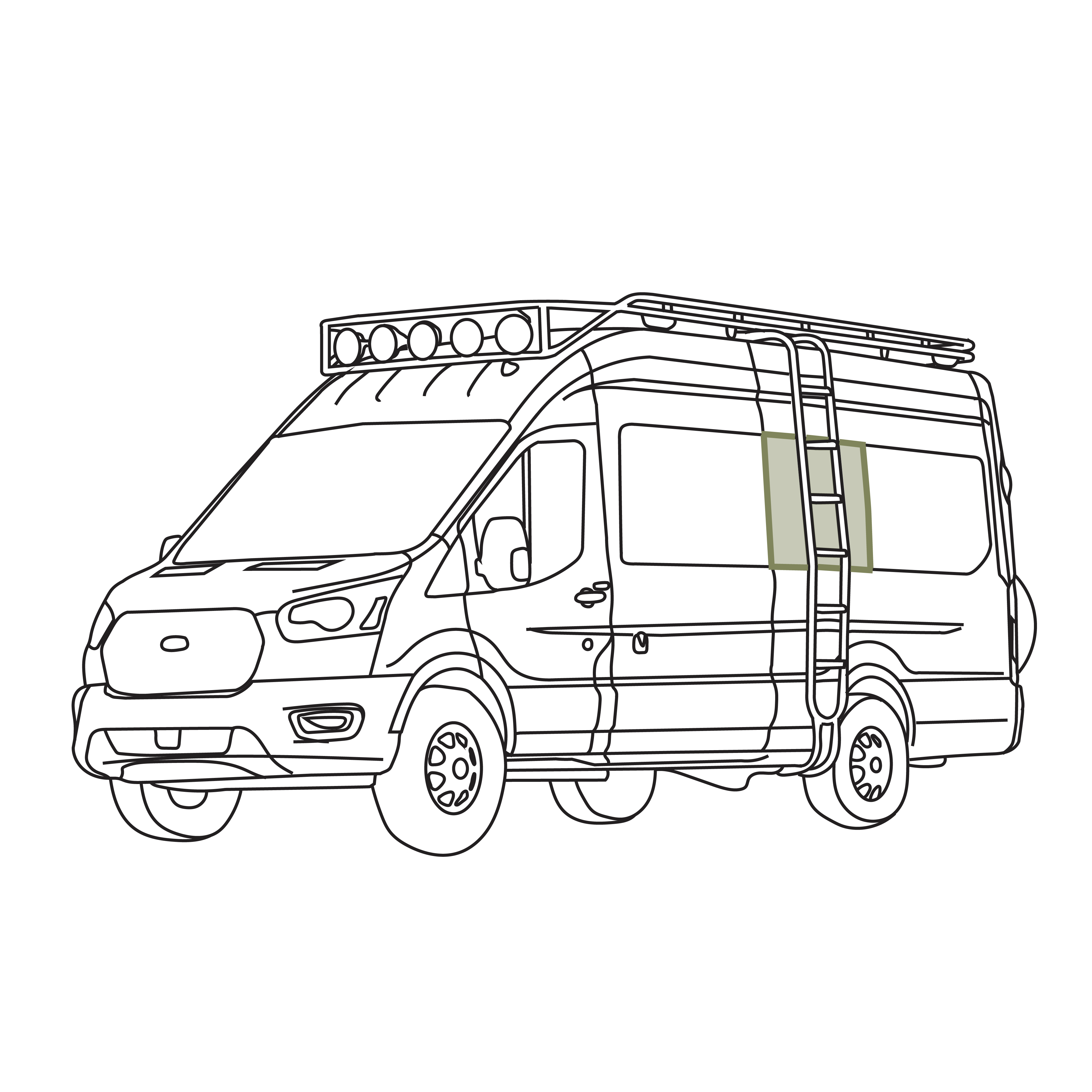 Ford Transit Stealth Middle Window Cover (Factory Plastic Trim)