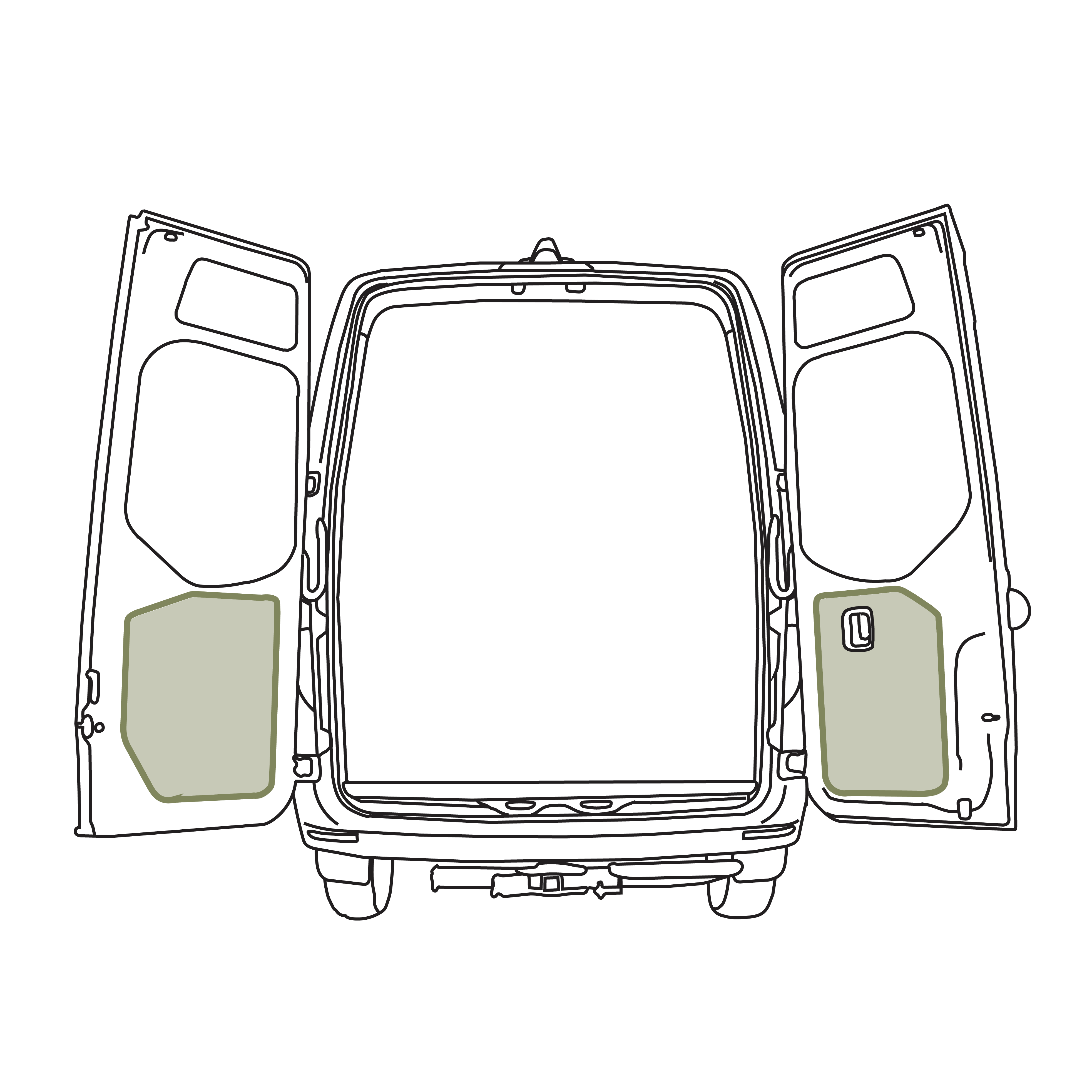 Mercedes Sprinter VS30 (2019 - Current) Lower Rear Door Storage Panels (Pair)