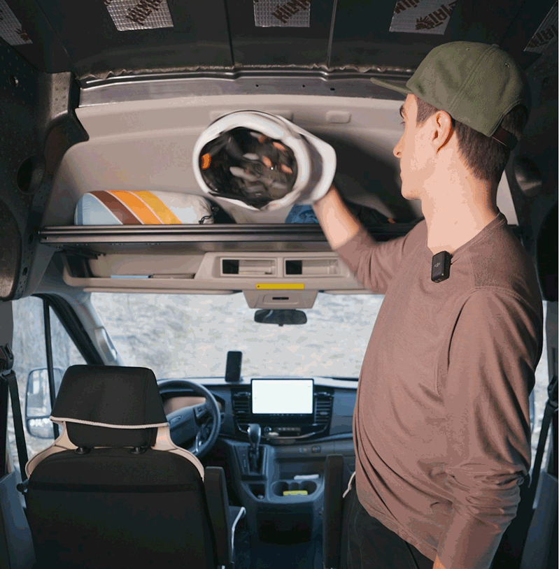 Mercedes Sprinter Headliner Shelf & Curtain Rod